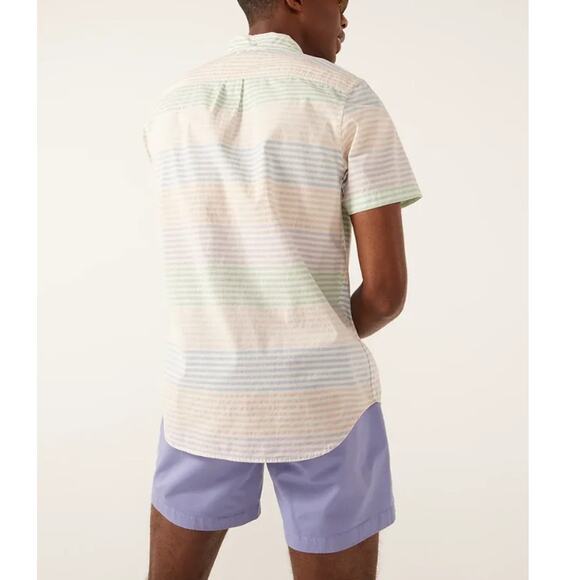 NEW CHUBBIES Men's Pastel Striped The Rainbow Row Friday Button-Up Shirt Size M - Picture 2 of 6